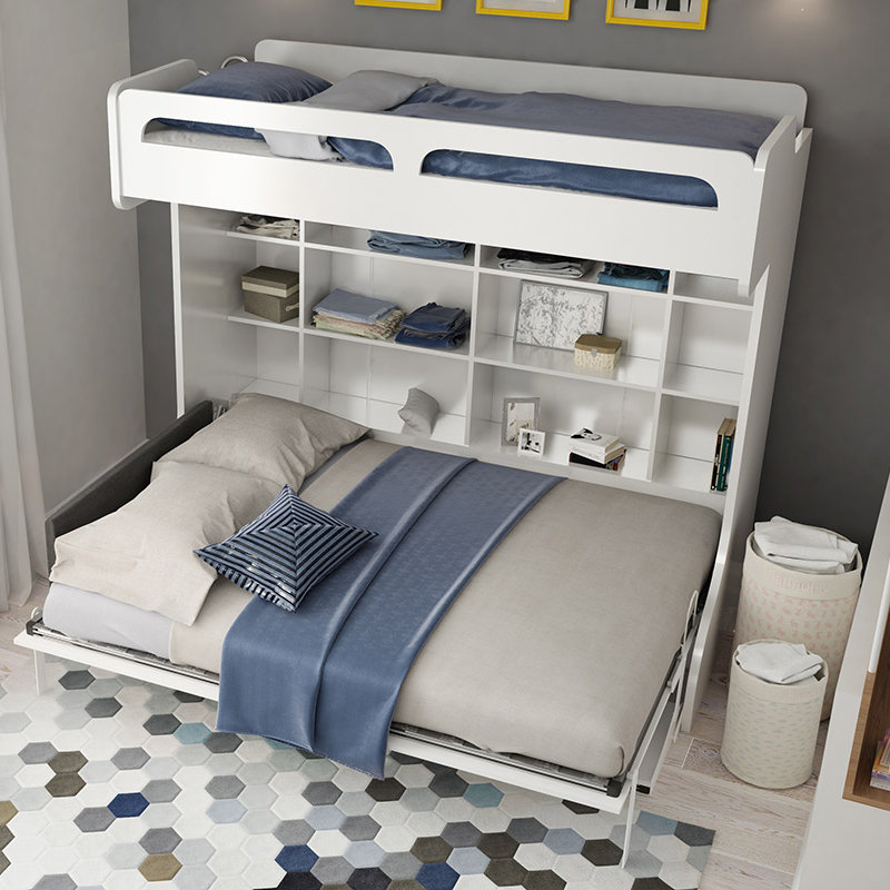 Brayden Studio Twin Over Full Murphy Bed with Table & Reviews